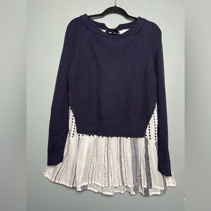 Agnona x Lemlem Cotton Cashmere Layered Sweater Navy Blue Women’s Size M